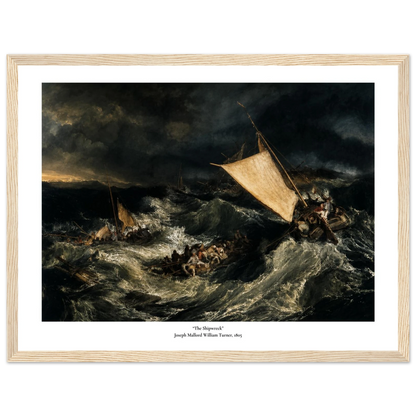 Skipsforlis plakat med dramatiske bølger og seilskip i storm