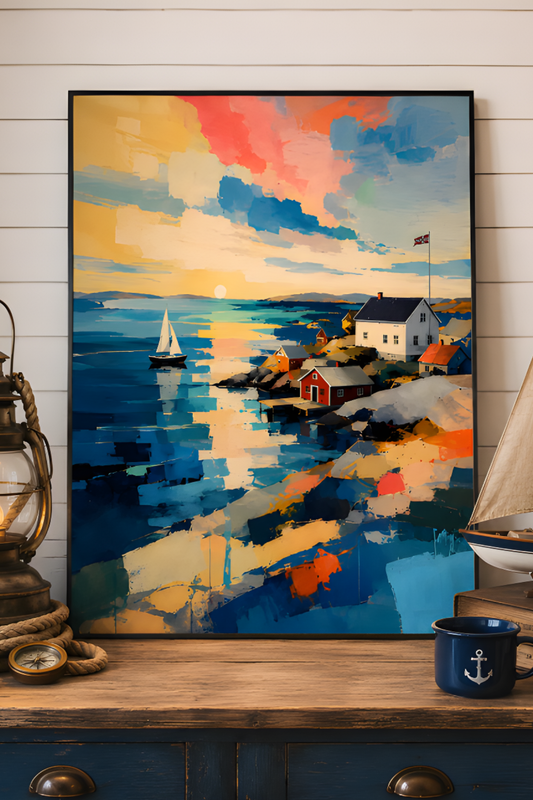 Skandinavisk Kyst – Maritim Kunstplakat
